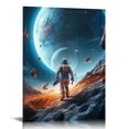 thumbnail image 1 of COMIO Starry Outer Space Art Print-Galaxy Planets Astronauts Space Themed Canvas Wall Art-Perfect for Kids Boy Bedroom Decoration, 1 of 4