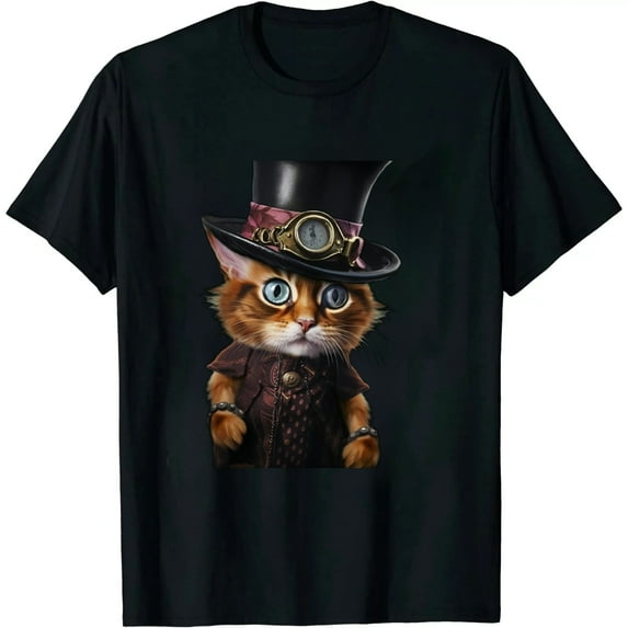 COMIO Steampunk Kitten with hat, glasses gift vintage t shirt T-Shirt