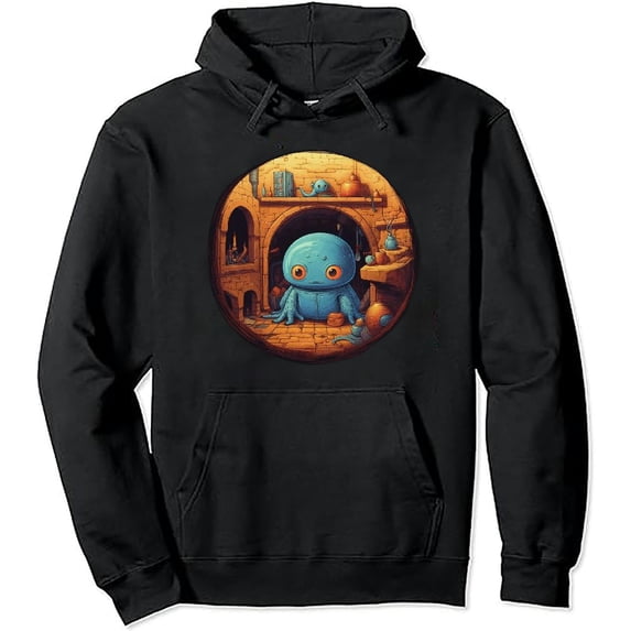 COMIO Steampunk Sci-fi Bohemian Funky Fun Robotic AI Art Robot Pullover Hoodie