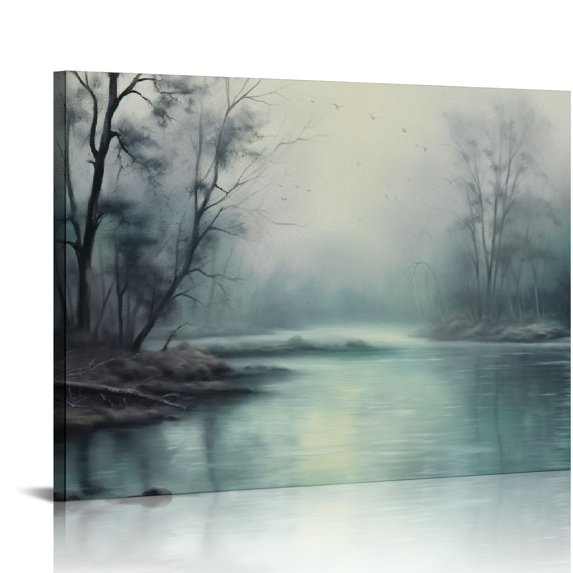 COMIO Storm, Teal Landscape, Print On Canvas, Panoramic Canvas Wall Art Prints, Landscape Wall Art, Nature Canvas Prints, Nature Art Prints for Wall Decor, Art Print