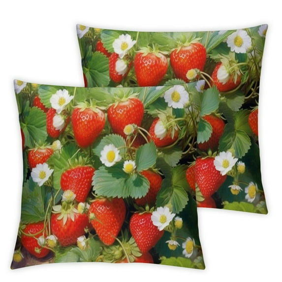 COMIO Strawberry Pattern Watercolor Throw Pillow Covers Cool Sweet Juicy Pieces Fruits Throw Pillow Cover Food Drink Decor Pillow Case Cushion case for Sofa 2pc