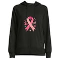 thumbnail image 1 of COMIO Strength and Hope Top Pink Ribbon Womens Hoodie Black, 1 of 4