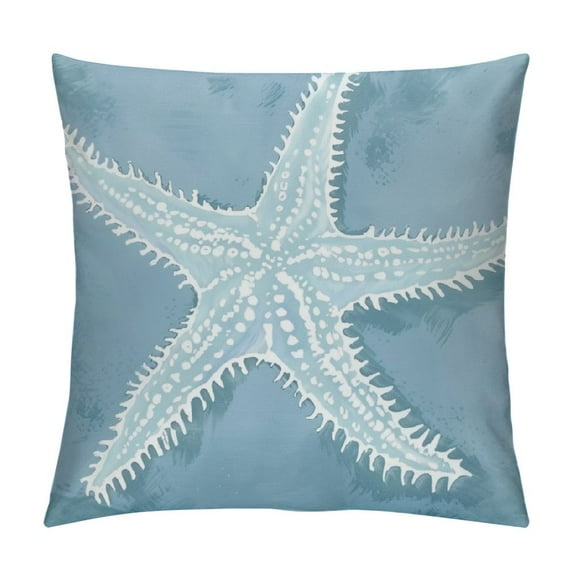 COMIO Summer Blue Starfish Pillow cover Summer Beach Throw Pillow Covers Ocean/Coastal Nautical Cushion Case for Sofa Home Decor Bedroom Living Room Outdoor Blue and White Throw Pillow