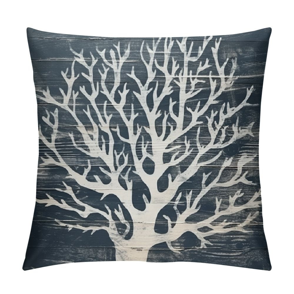 COMIO Summer Coastal Throw Pillow Covers Nautical Themed Wood Plank