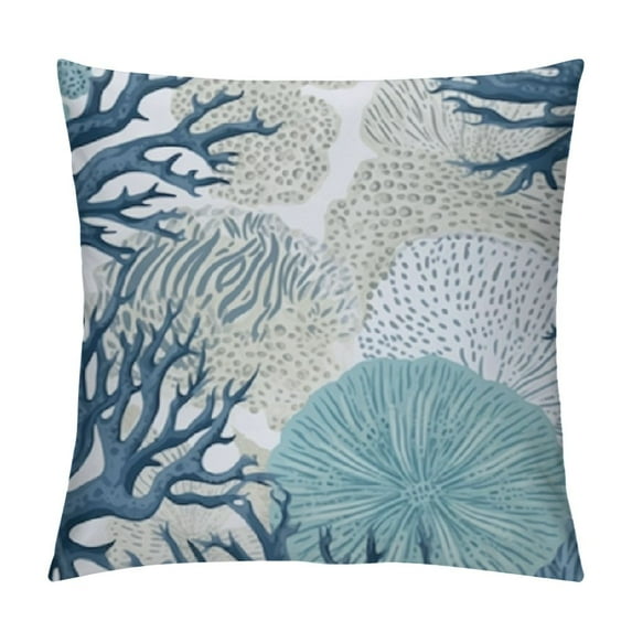 COMIO Summer Coastal Throw Pillow Covers outdoor Decorative, Nautical Beach Ocean Themed Throw Pillows Blue Starfish Coral Pillowcase Farmhouse Lumbar Cushion Cover for Home Couch Bed