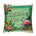 thumbnail image 1 of COMIO Summer Holiday Quote Pillow Cover Colorful Cartoon Summer Tropical Floral Fruits Flamingo Parrot Throw Pillow Case Weathered Wood Cushion Cover Summer Nursery Decorations, 1 of 5