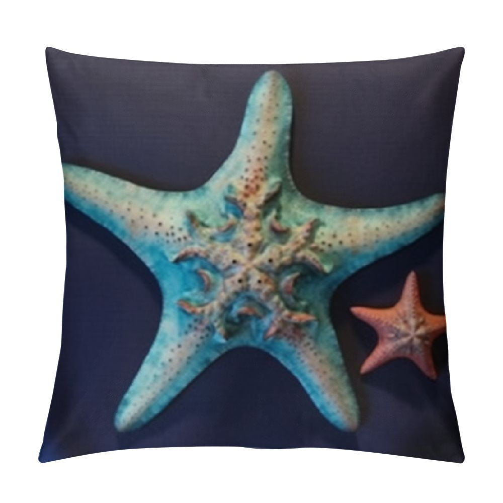 COMIO Summer Ocean Theme Lumbar Pillow Covers Wood Grain Starfish Hippocampus with Quotes