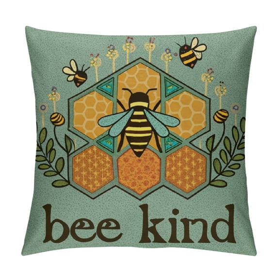 QZHH  Summer Pillow Cover Bee Kind Honey Decorative Lumbar Pillow Case Decor Home Decorations Cushion Case for Sofa Couch