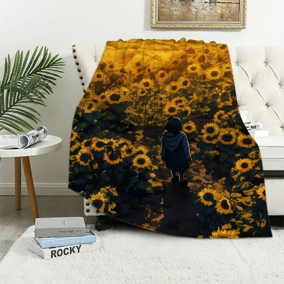 COMIO Sunflower Blanket Sunflowers Flannel Throw Blanket for Couch Sofa Bed Living Room Sunflower Decor Sunflower Gift for Women