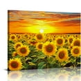 thumbnail image 1 of COMIO  Sunflower Canvas Print Wall Art Sunset Landscape Pictures Flower Field Artwork Modern Painting for Home Kitchen Bedroom Dining Room Stretched and Framed, 1 of 4