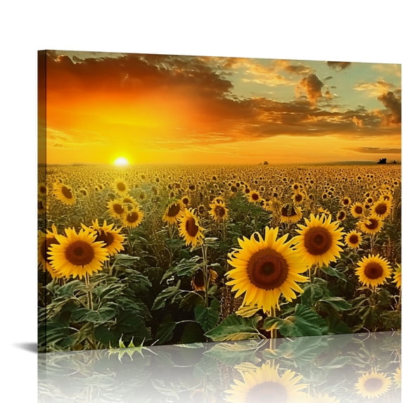 COMIO Sunflower Canvas Wall Art Prints,Brilliant Sunflower Paintings Printed on Canvas,Framed and Stretched,Floral Home Wall Decor,Living Room,Office,Hotel Canvas Wall Art