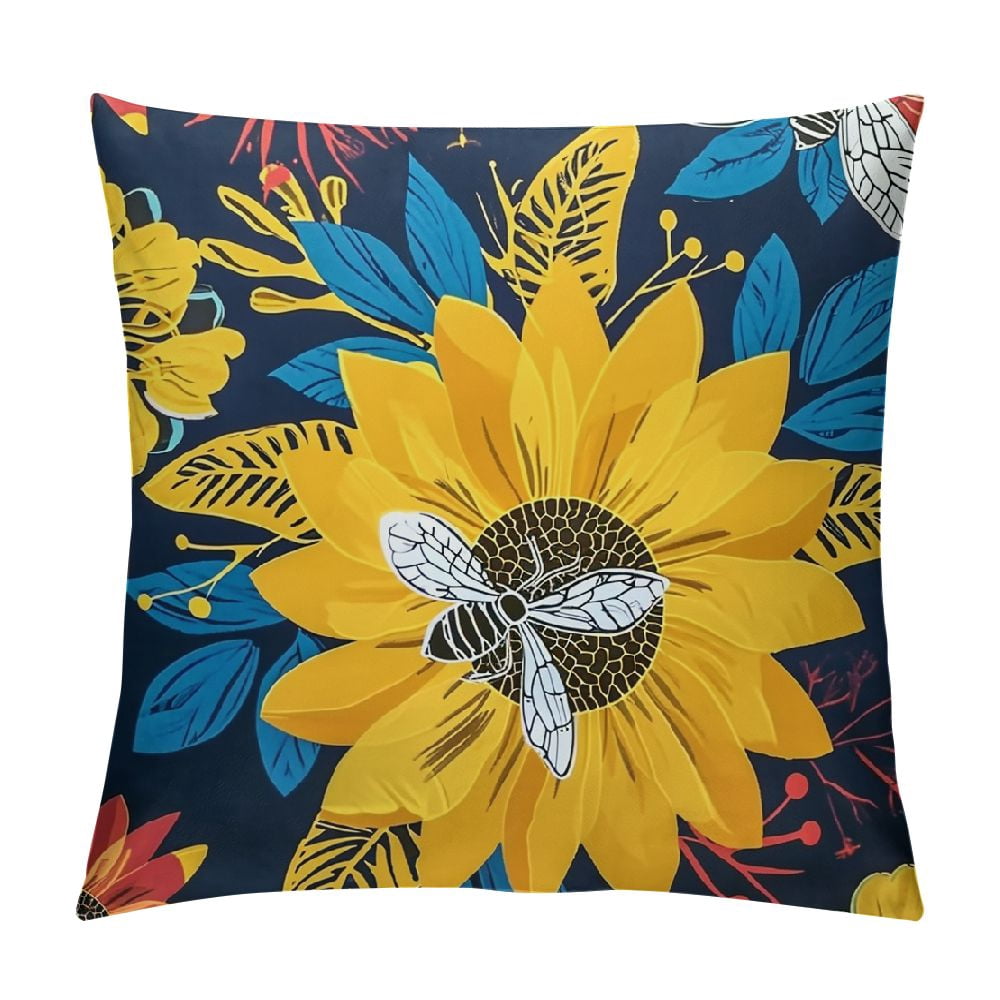 Set Of 4 Mandala Throw Pillow Covers 18x18 Inch - Bohemian Decorative Square Cases For Sofa, Bed, Outdoor