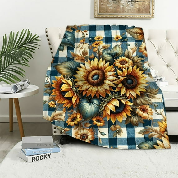 COMIO Sunflower Throw Blanket, Gold