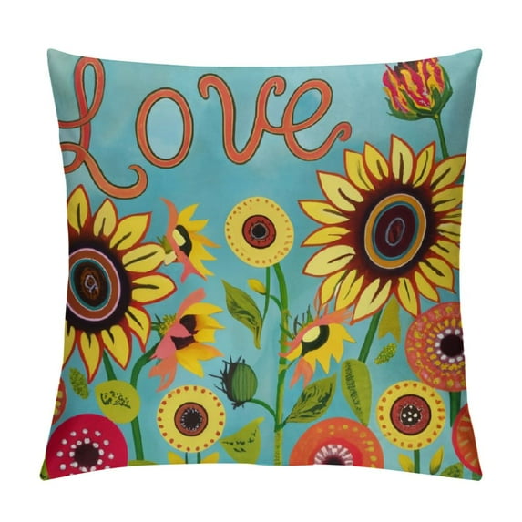 COMIO Sunflower Throw Pillow Covers Summer Outdoor Yellow Sunflowers Floral Throw Pillow Case For Sofa Bedroom Living Room Bed Couch Home Sweet Home Cushion Covers Decorative,