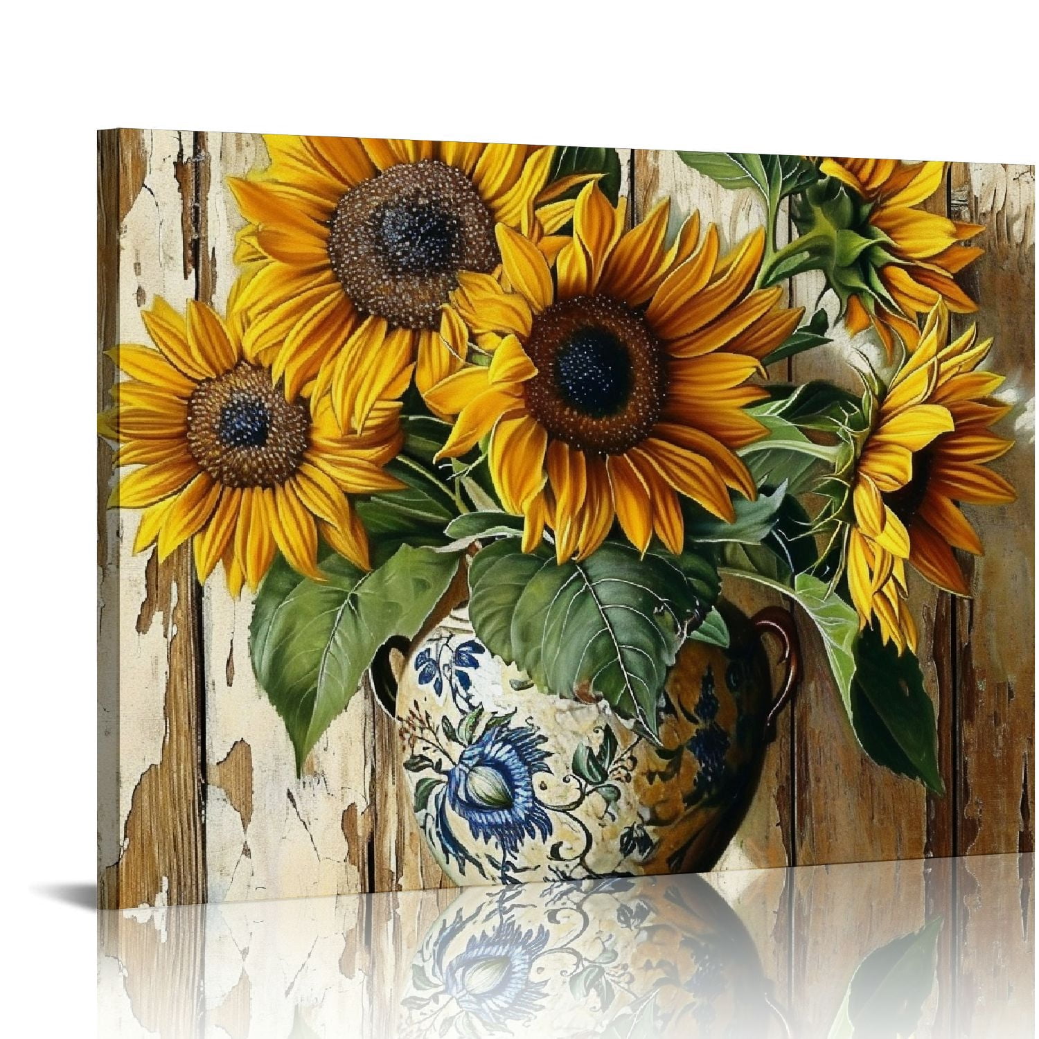 COMIO Sunflower Wall Art Canvas Print Vintage Flower Picture Farmhouse ...
