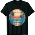 thumbnail image 1 of COMIO Sunset Beach Palms Summer Vibes Retro Tropical Summer T-Shirt, 1 of 3