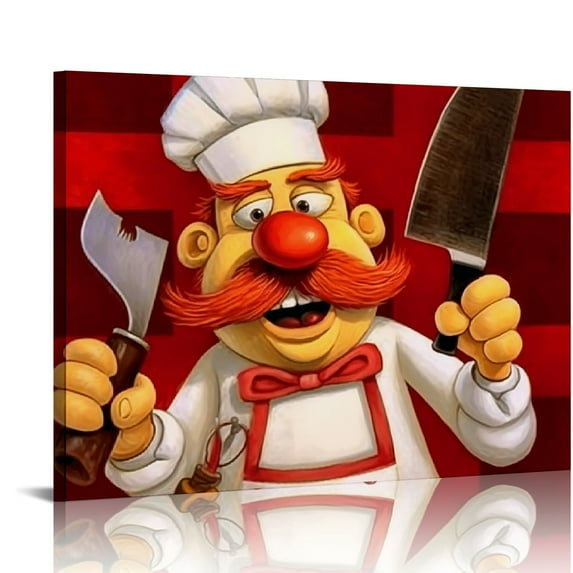 COMIO Swedish Chef Wall Art Canvas Poster and Print Canvas Painting Decorative Picture for Dining Room Kitchen Home Decor