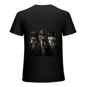 COMIO T Shirt for Men Short Sleeve Cat Rapper Trio Men's Graphic Tees Black