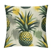 COMIO T&H XHome Throw Pillow Covers Decorative Square Throw Pillowcase Indoor/Outdoor Hand Drawn Summer Watercolor Yellow Pineapple Pillow Cover Cushion Case for Couch Sofa Bedroom Car