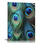 COMIO T&H XHome Wall Art on Canvas Print Peacock Feather Arts Office Artwork Home Decoration Living Room Bedroom Bathroom Giclee Walls Decor,Wooden Framed Ready to Hang