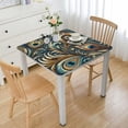 thumbnail image 1 of COMIO Table Cover Peacock Feather Decorative Square Tablecloth, 100% Polyester Fiber, Elastic Band Closure, Suitable for 44in, 48in, 54in, 60in Square Tables White, 1 of 7