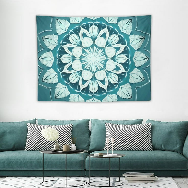 Turquoise mandala tapestry sale