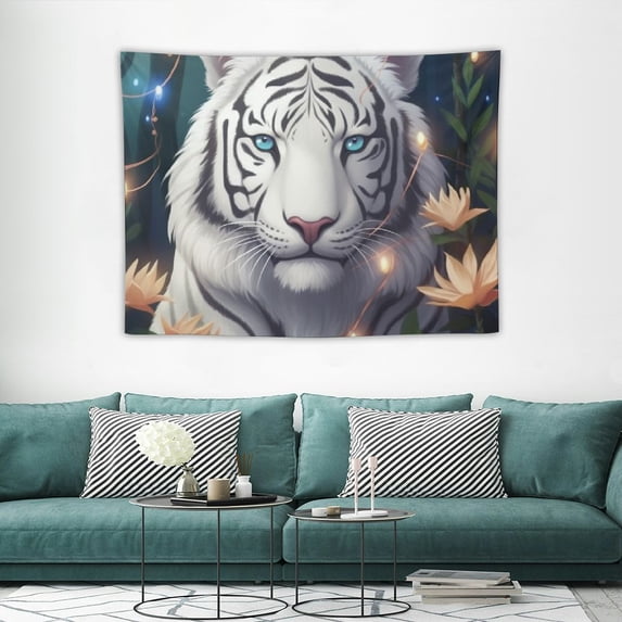 COMIO Tapestry Wall Tapestry for Living Room Cute white tiger Wall Hanging Soft Tapestries Wall Decoration for Bedroom Fashion Decor Tapestries Aesthetic Decor Tapestry (40x30 Inches)
