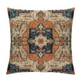 thumbnail image 1 of COMIO Terracotta Boho Pillow Covers Aztec Floral Carpet Pattern Throw Pillows Cover Orange Blue Decorative Pillow Cases Farmhouse Cushion Cover for Outdoor Bedroom Couch Sofa Decor, 1 of 5
