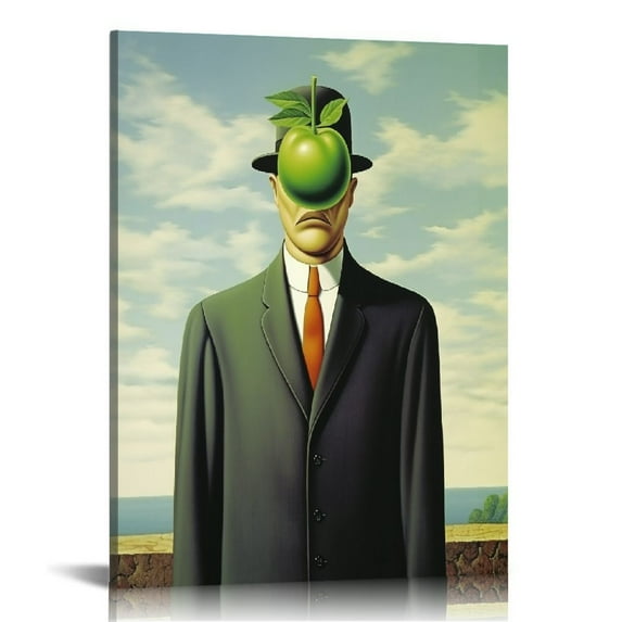 COMIO The Son of Man By Rene Magritte Poster Canvas Printing Large Surrealist Wall Art Prints and Posters Bedroom Aesthetic Living Room Bedroom Decor
