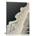 thumbnail image 1 of COMIO  Thick Texture Black and White Abstract Canvas art Ocean Wave Beach Landscape Painting Home Wall Art Deco Painting, 1 of 4