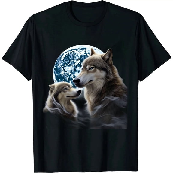 COMIO Three Wolves Howling at the Moon - Wolf Lover T-Shirt