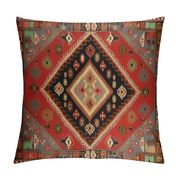 MLJA Throw Pillow Cover Abstract Persian Carpet Tribal and and Arabesque Border Decorative Pillow Case Home Decor Square Pillowcase