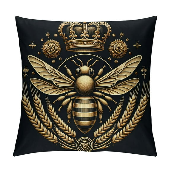 YANMS Throw Pillow Cover Bee Vintage Animal Retro Crown Floral Ear Bowknot Black Rectangular Throw Pillow Covers for Couch Sofa Home Decor