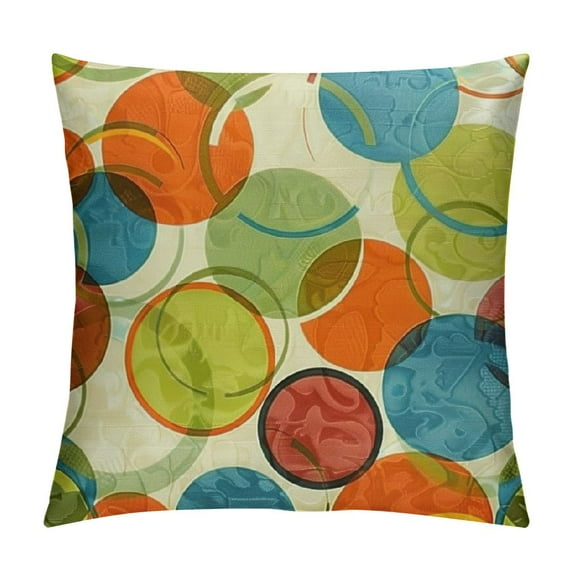 COMIO Throw Pillow Cover Colorful Retro Abstract Mid Century Modern Decorative Pillow Case Home Decor Square Pillowcase