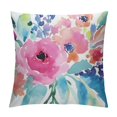 thumbnail image 1 of QZHH  Throw Pillow Cover Flowers Watercolor Peonies Pink Turquoise Summer Girly Decorative Pillow Case Home Decor Square Pillowcase, 1 of 5