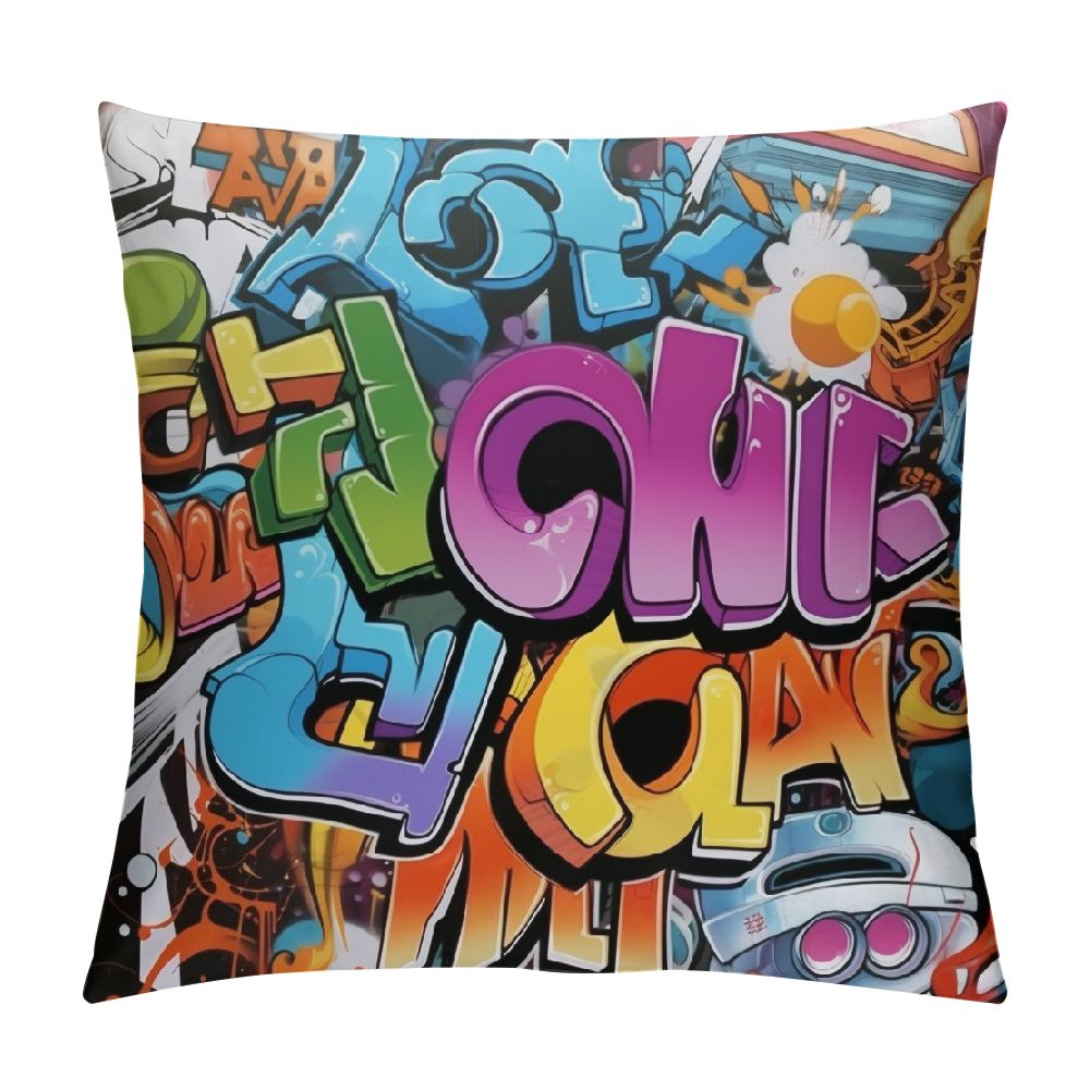 Pokras Lampas Art Graffiti 45*45cm Cushion Cover Pillow Cover Decor
