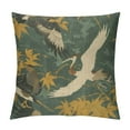 thumbnail image 1 of Throw Pillow Cover Home Decorative Square Crane White Gold Blue Boho Cushion Covers Home Decor Chinoiserie Pillow Cover, 1 of 5