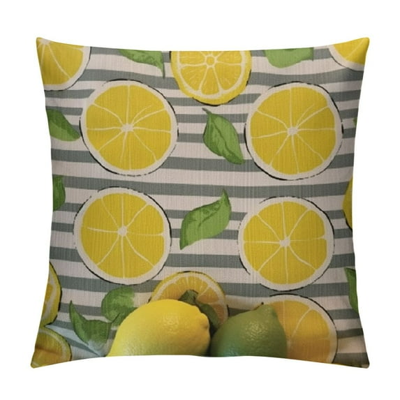 COMIO Throw Pillow Cover Lemons Black and White Stripes Summer Fresh Fruits Modern Design Rectangular Throw Pillow Covers for Couch Sofa Home Decor