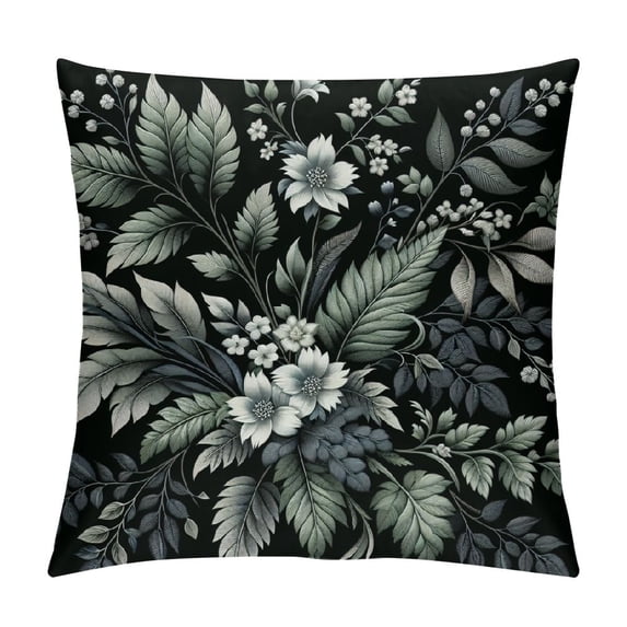 COMIO Throw Pillow Cover Lily Valley Fern Floral Buds Leaves Stems Drawn Wildflower Spring Plant Square Pillow Case Cushion Cover for Home Car Decorative