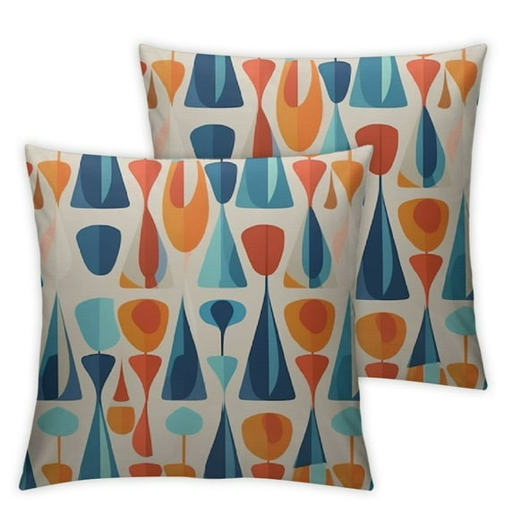 COMIO Throw Pillow Cover Mid-Century Drop Shapes in Tones Modern Retro Style Waist Lumbar Throw Pillow case Cushion Cover for Sofa Home Decorative Oblong 2pc