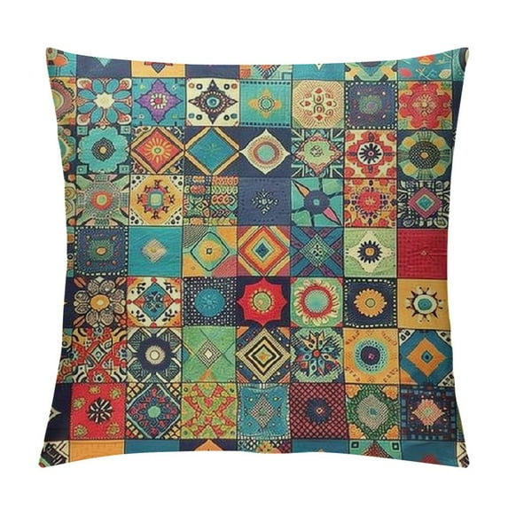COMIO  Throw Pillow Cover Moroccan Vintage Bohemian Flowers Mandala Pattern Batik Paisley Artwork Decor Lumbar Pillow Case Cushion for Sofa Couch Bed Standard