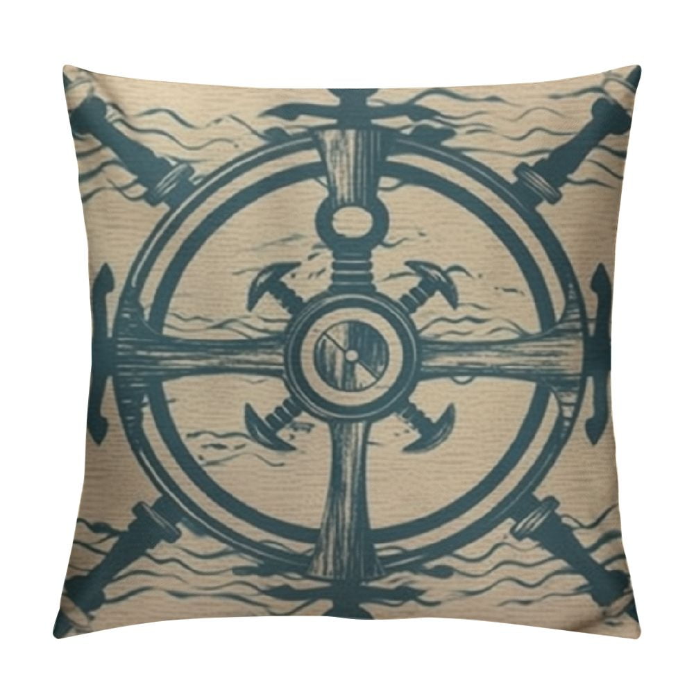 COMIO Throw Pillow Cover Nautical Theme Vintage Navigation Pattern