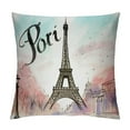thumbnail image 1 of COMIO  Throw Pillow Cover Romantic Paris Eiffel Tower Home Decor Pillowcase for Sofa, 1 of 5