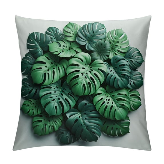 COMIO Throw Pillow Cover Tropical Green Leaves Summer Palm Leaf Hawaii California Tree Jungle Decor Lumbar Pillow Case Cushion for Sofa Couch Bed White