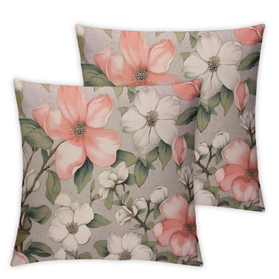 COMIO Throw Pillow Cover Vintage Flowers Retro Style Summer Peach Flowers Branch Blossom Ornament Art Square Pillow Case Cushion Cover for Home Car Decorative 2pc