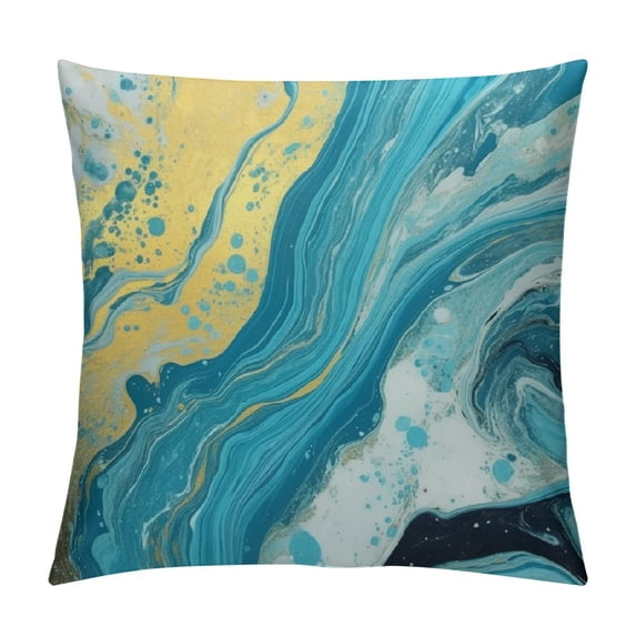 MLJA Throw Pillow Cover Watercolor Marble Blue Marbling Creative with Abstract Oil Waves Mix Decorative Throw Pillow Cushion Case for Home Couch Living Room Bed Sofa Car.
