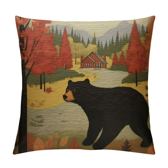 COMIO  Throw Pillow Cover for Women/Men, Short Plush Pillow Case Cushion Cover for Home Sofa Couch Living Room Car Decor Rustic Lodge Bear Moose Deer