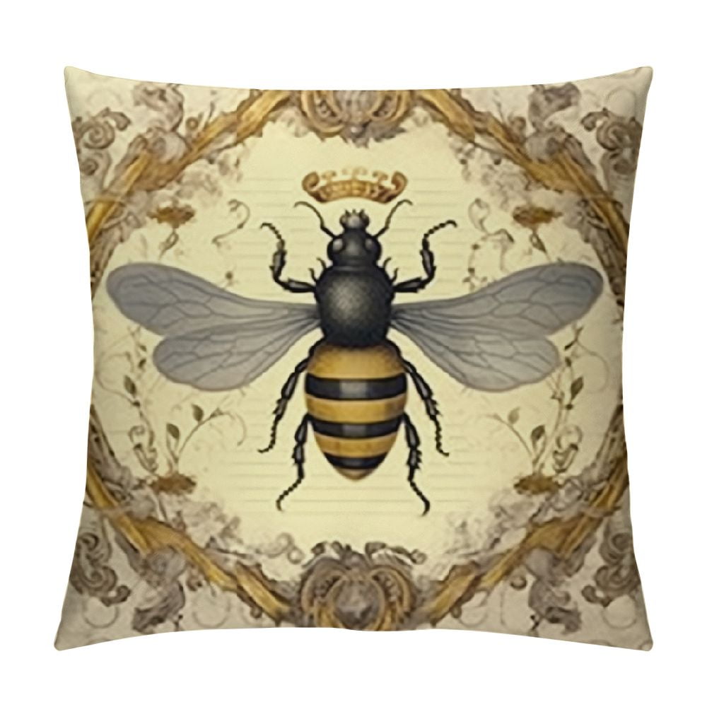 COMIO Throw Pillow Covers Bee Honey Yellow Modern Vintage French Queen