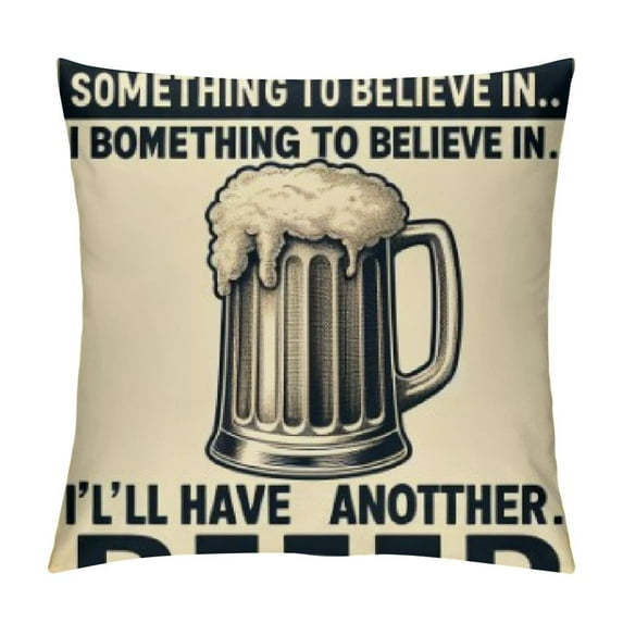 COMIO Throw Pillow Covers Beer Classical Quote Lettering Series Throw Pillows Cases Vintage Rustic Icons Decorative Pillow Covers Cushion Case for Home Sofa (Beer)