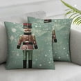 thumbnail image 1 of COMIO Throw Pillow Covers Christmas Soldier Vintage Toy Wooden Frame Border Old Leader Red Scrap Knight for Couch Living Room Set of 2 White, 1 of 6